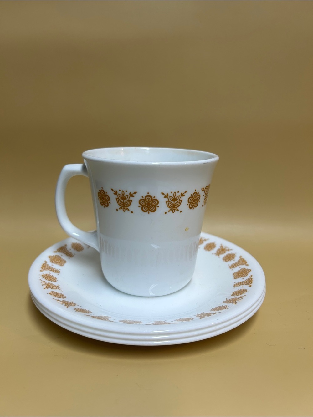 BUTTERFLY GOLD by Corelle vintage coffee mug 11 oZ and saucerDiscontinue pattern